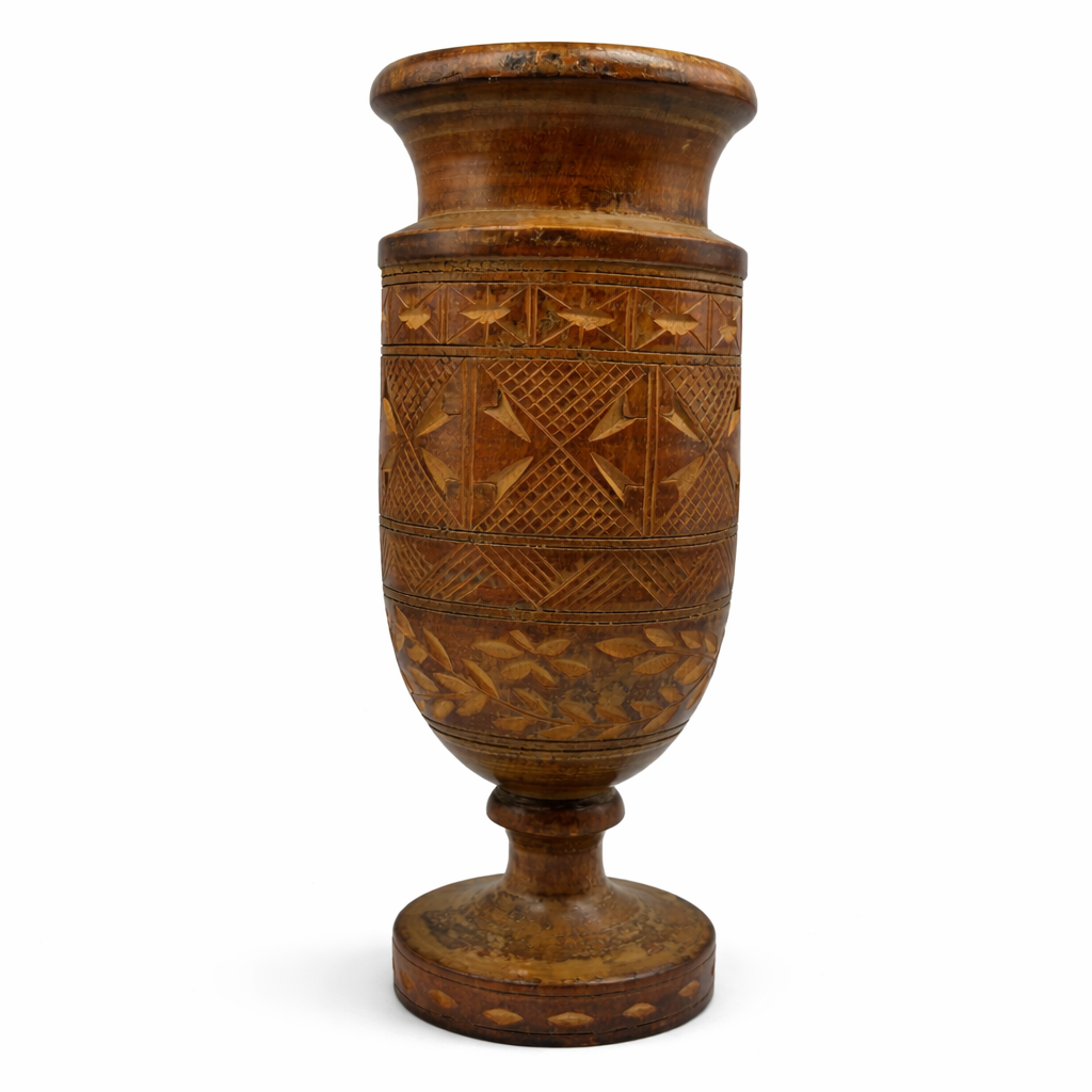 Vintage Hand-Carved Wooden Vase