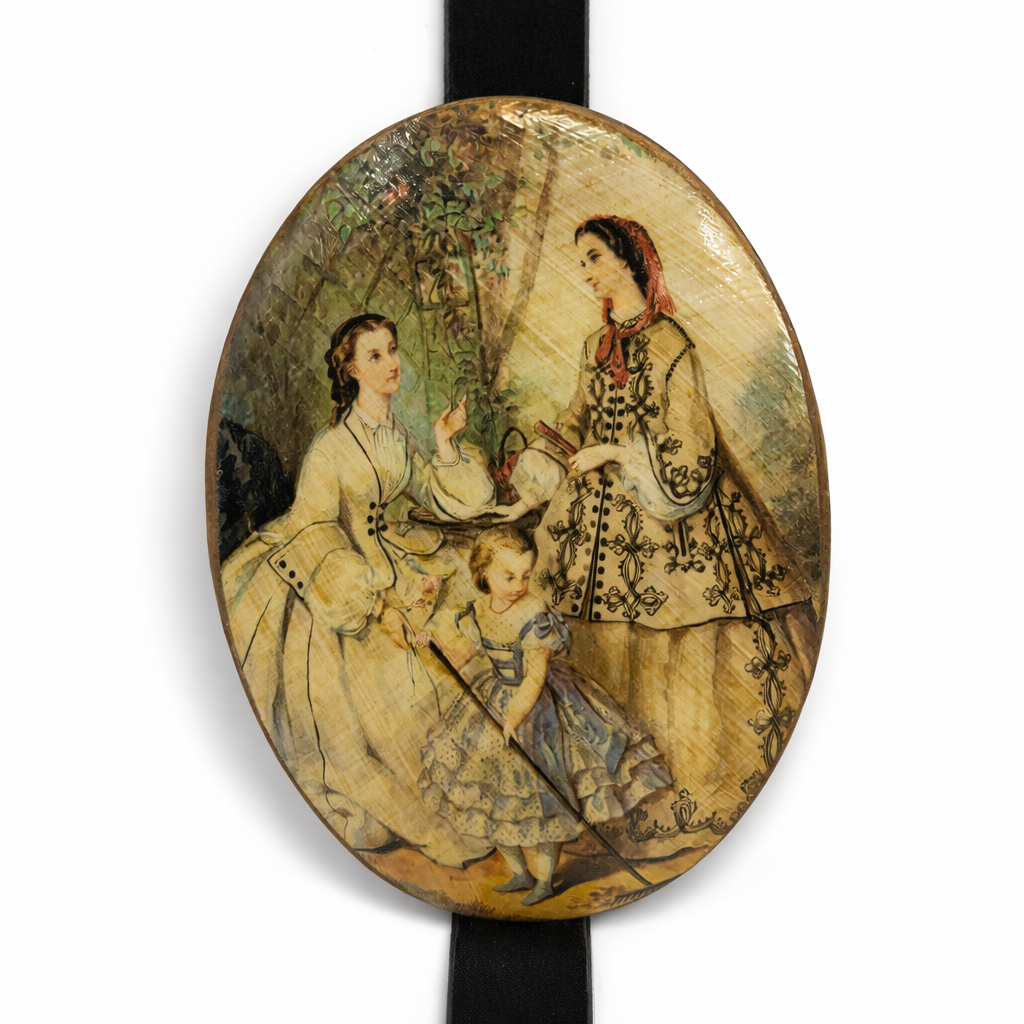 Decorative Antique Plaque (Likely Box Lid)