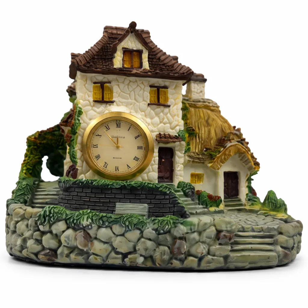 Lincoln Ceramic Cottage Quartz Clock Figurine