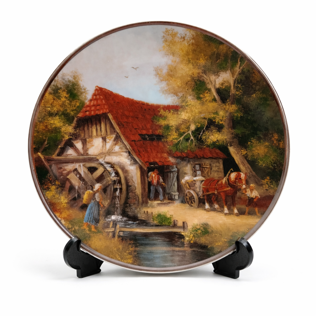 Village Life – Watermill Scene Collector Plate