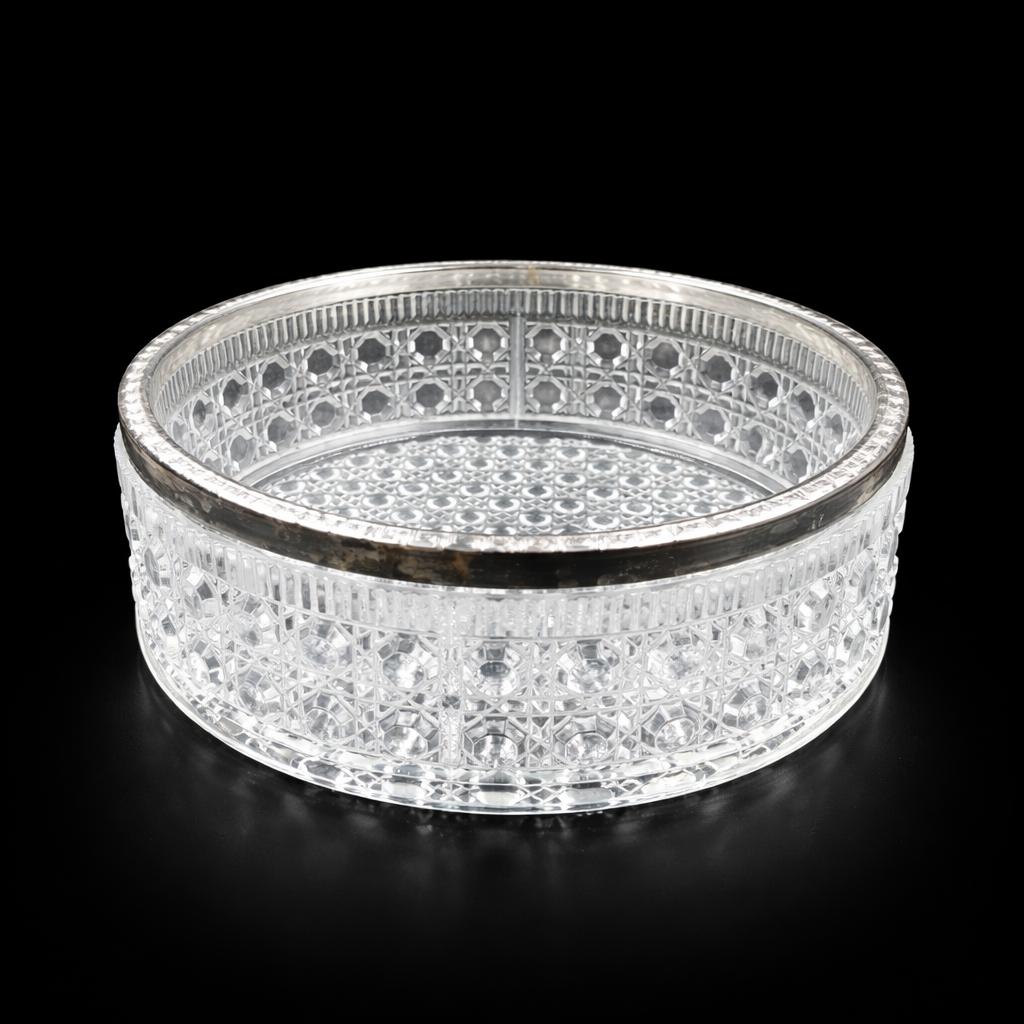 Crystal Bowl with Silver Rim