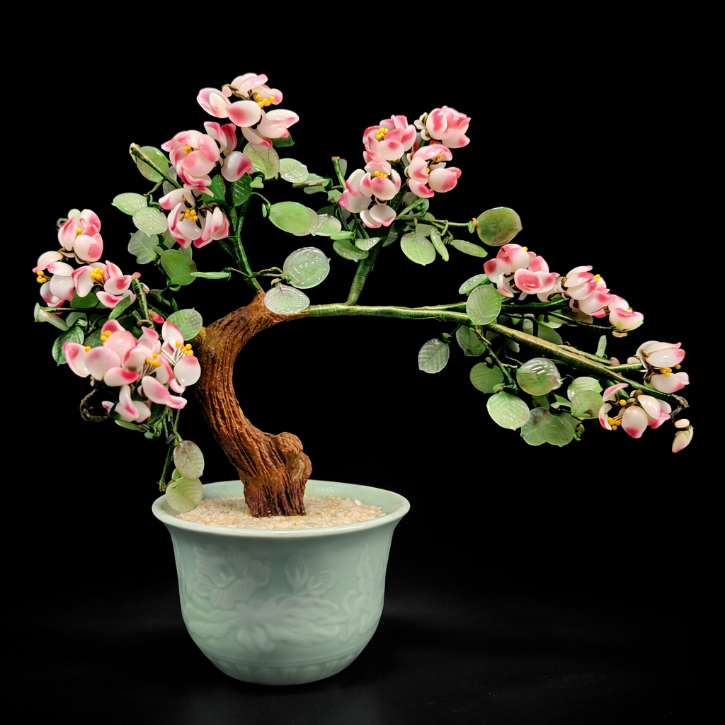 Vintage Glass Cherry Blossom Bonsai Tree