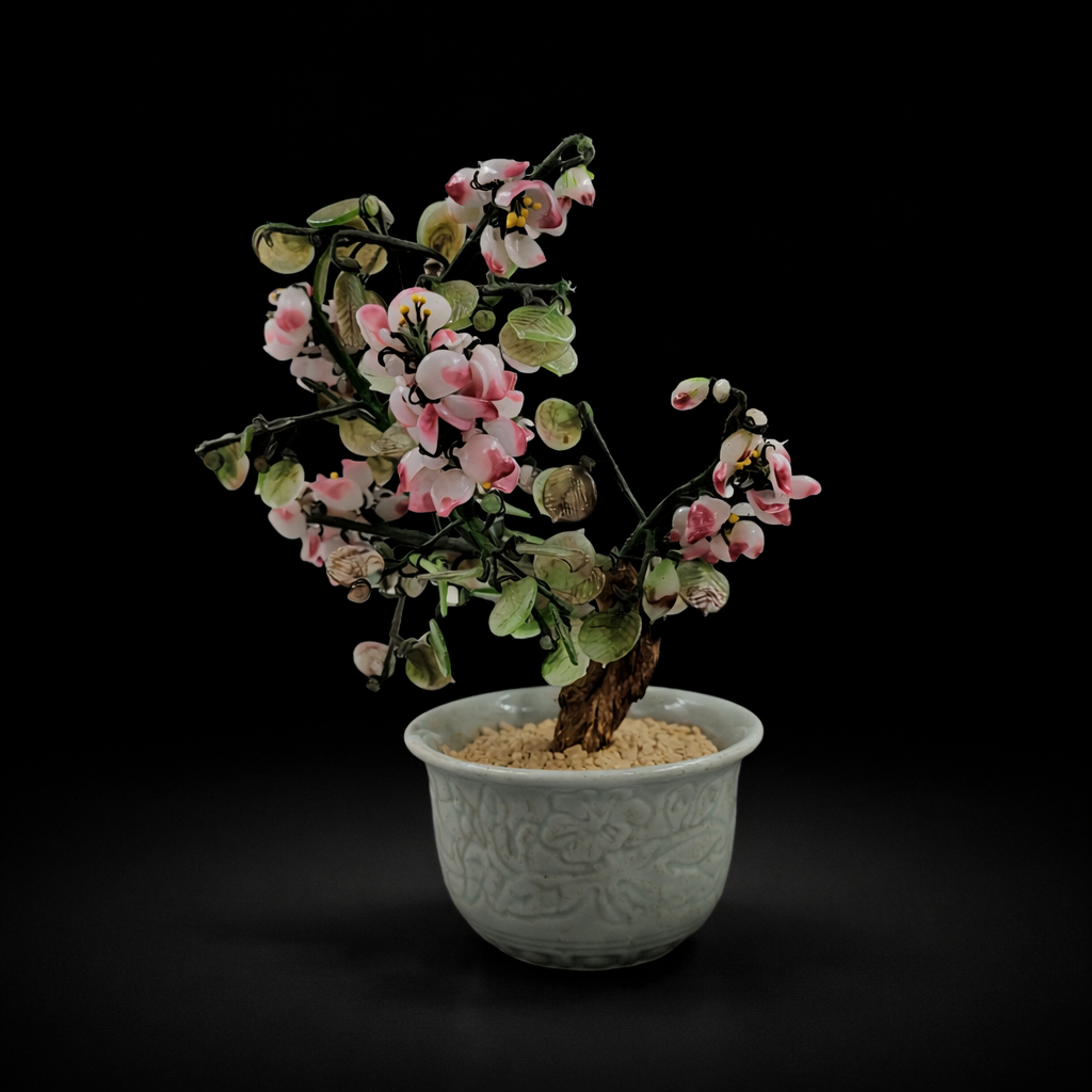 Vintage Chinese Glass/Stone Bonsai Tree